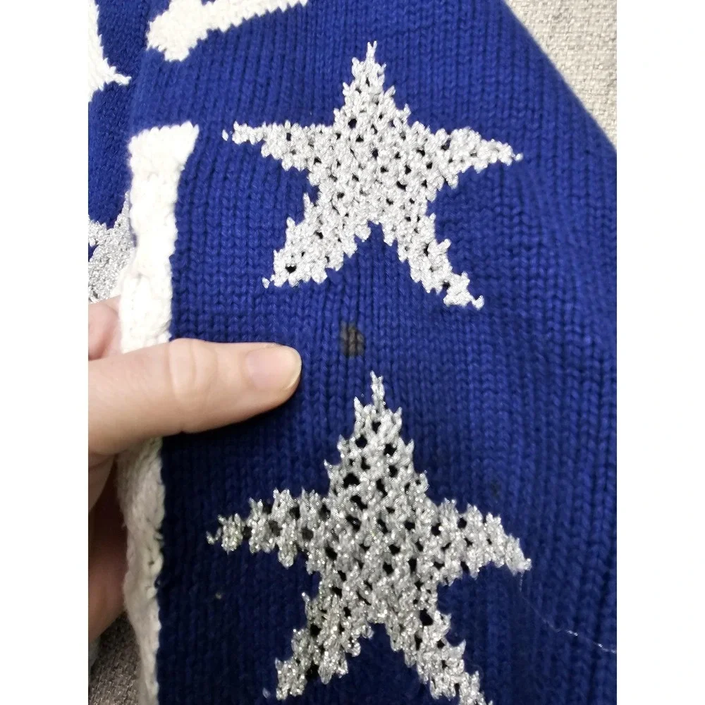 Vintage Berek 2 Cardigan Sweater Womens‎ Medium Blue Anchor Nautical Knit Stars